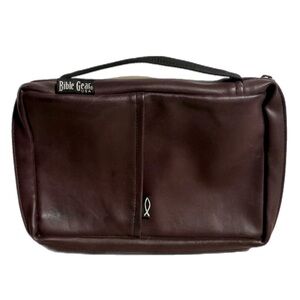 Gregg BIBLE GEAR Church Bag Book Cover Zipper Brown 10X7” USA Made Fish Symbol